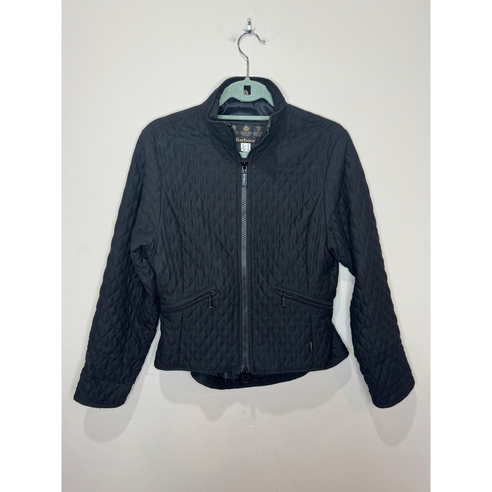 Barbour Jacket Quilted Microfiber Equestrian Jacket Sz 6 Black